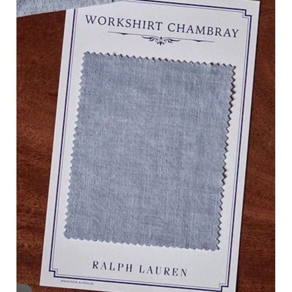 Ralph Lauren Home Queen Flat Sheet Workshirt Chambray Light Blue NEW MSRP $245 - Picture 3 of 5